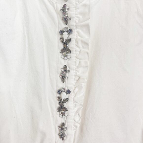 J. Crew White Ruffled Rhinestone Top - Picture 7 of 11